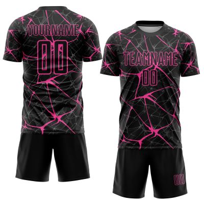 NineFit Basics Custom Soccer Jerseys for Boys Men Youth Women, Black Pink Personalized Soccer Jersey Printed Name Number Logo Sports Jersey