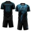Custom Soccer Jerseys for Boys Men Women Youth, Black Sky Blue Personalized Soccer Jersey Printed Name Number Logo Sports Jersey view 1