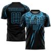 Custom Soccer Jerseys for Boys Men Women Youth, Black Sky Blue Personalized Soccer Jersey Printed Name Number Logo Sports Jersey view 2