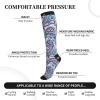 WFTTFOU Blue Teal Purple Paisley Compression Socks For Women Men Knee High Running Socks For Running, 3 Black view 2