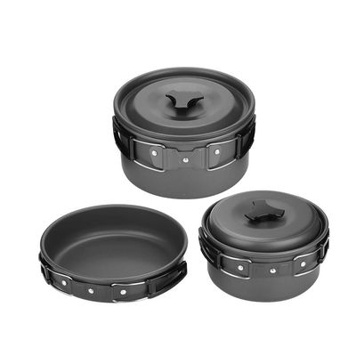 HUAOSN Outdoor Camping Picnic Barbecue Cookware Set for 2-3 People Lightweight Aluminum Alloy Cooking Gear