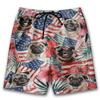 Patriotic Pug Mens Swim Trunks - Amreican Tropical Hawaiian Mens Shorts - Summer Drawstring Beachwear Shorts Series 71 Size L view 1