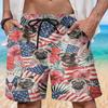 Patriotic Pug Mens Swim Trunks - Amreican Tropical Hawaiian Mens Shorts - Summer Drawstring Beachwear Shorts Series 71 Size L view 2