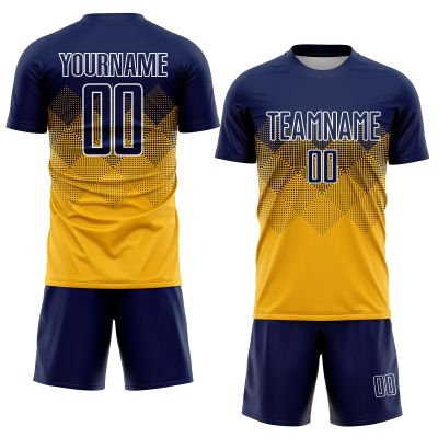 NineFit Basics Custom Soccer Jerseys for Men Women Youth Kids, Gold Navy White Personalized Soccer Jersey Printed Name Number Logo Mens Clothing