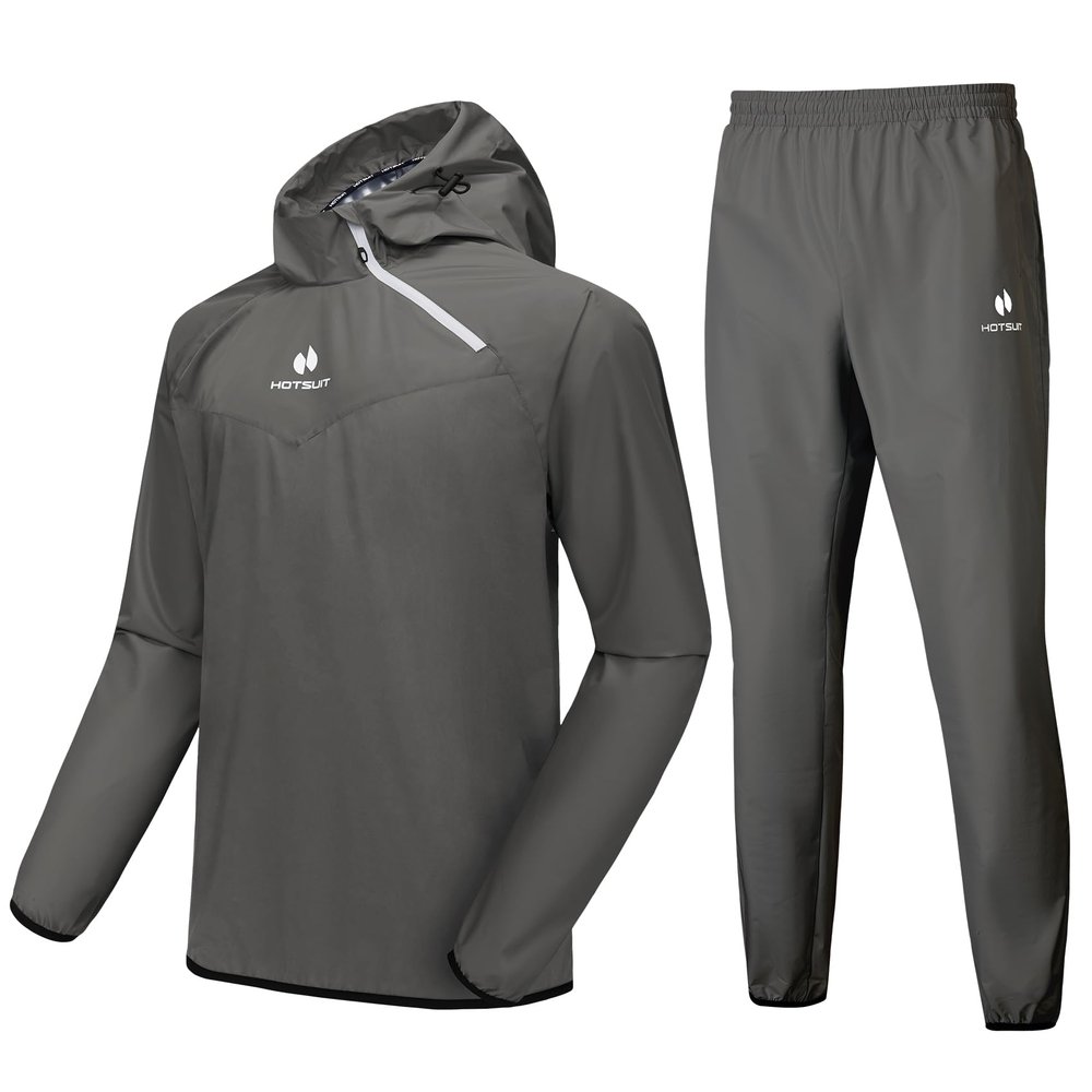 HOTSUIT Sauna Suit for Men Sweat Sauna Jacket Pant Gym Workout Sweat Suits, Dark Gray, 5XL