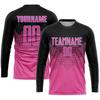 NineFit Basics Custom Soccer Jersey Printed Name Number Logo, Pink Black Long Sleeve Athletic Shirt Men Women Youth Soccer Shirt Sports Jersey view 2