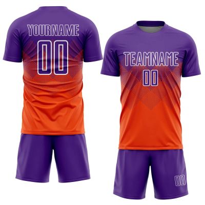 NineFit Basics Custom Soccer Jersey Printed Name Number Logo, Orange Purple White Athletic Shirts for Men Women Youth Soccer Shirt Sports Fan Jerseys