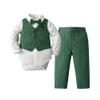 Boarnseorl Baby Boys Gentleman Outfits Pants Sets,Infant Shirt + Pants + Bow Tie + Vest,12-18M view 1