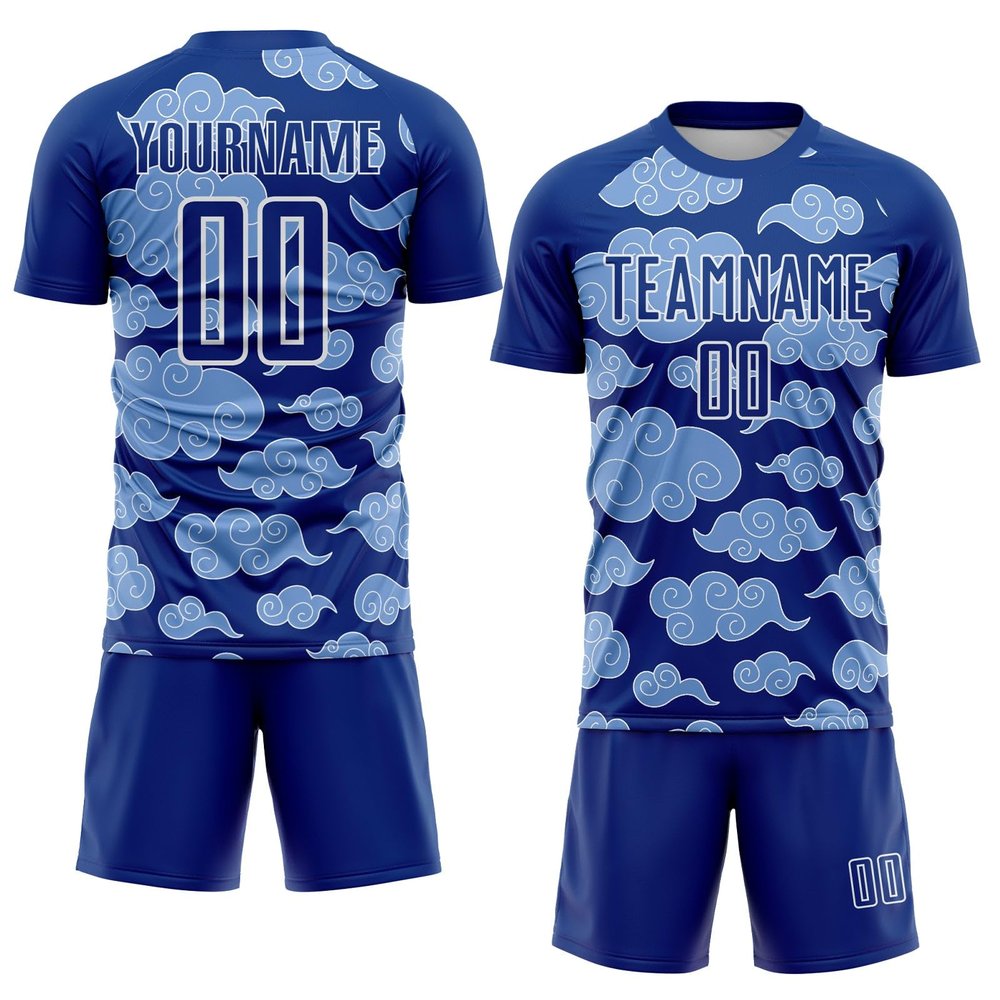 NineFit Basics Custom Soccer Jerseys for Men Women Youth Kids, Royal White Cloud Personalized Soccer Jersey Printed Name Number Logo Mens Clothing