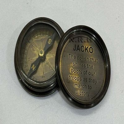 2" Jacko Boot Polish Antique Brass Compass Engraved Compass, Custom, Wedding Gift, Christmas, Baptism, Graduation, boy Scouts, Sundial, Nautical, Anniversary, Fathers Day