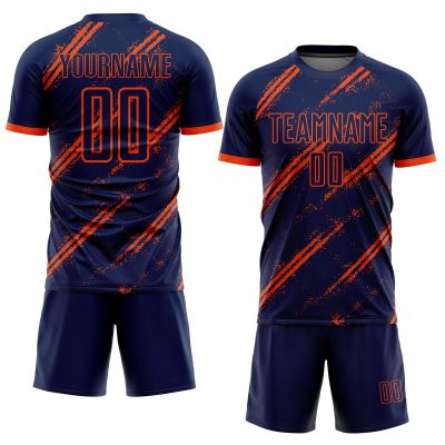 NineFit Basics Custom Soccer Jerseys for Men Women Youth Kids, Navy Orange Personalized Soccer Jersey Printed Name Number Logo Mens Clothing