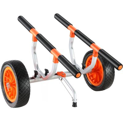 ECILKUC Heavy Duty Kayak Cart, Foldable Canoe Trolley Cart with 12'' Tires, Adjustable Width 6.69"-17.32",350 Lb Weight Capacity Kayak Trolley for Kayaks Canoes Paddleboards Float Mats Jon Boats