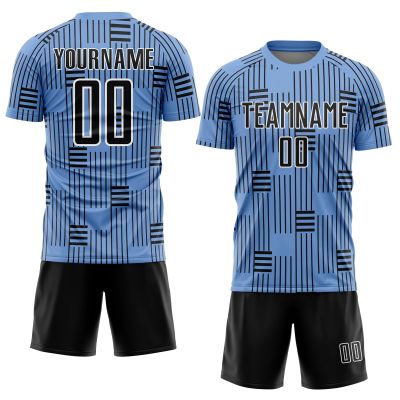NineFit Basics Custom Soccer Jerseys for Boys Men Women Youth Light Blue Black White Personalized Soccer Jersey Printed Name Number Logo Sports Jersey