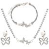 ACEDRE Butterfly Rhinestone Jewelry Set Silver Sparkly Crystal Necklace Chain with Bracelets and Earrings for Women(3PCS) view 1