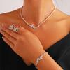 ACEDRE Butterfly Rhinestone Jewelry Set Silver Sparkly Crystal Necklace Chain with Bracelets and Earrings for Women(3PCS) view 2
