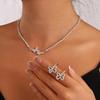 ACEDRE Butterfly Rhinestone Jewelry Set Silver Sparkly Crystal Necklace Chain with Bracelets and Earrings for Women(3PCS) view 4