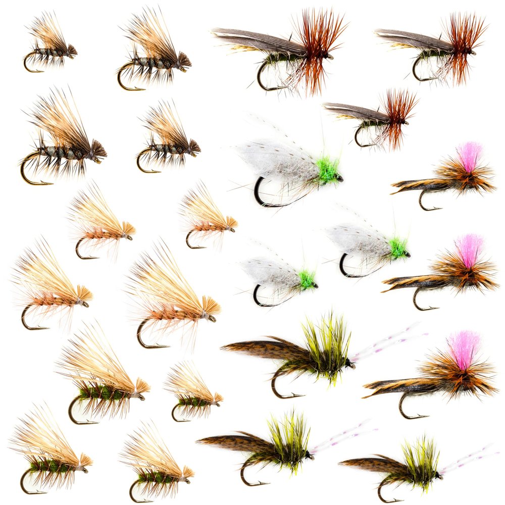 24 Caddis Dry Fly Fishing Assortment for Trout Fly Fishing | Size: #12, #14, #16, #18