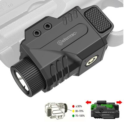DEFENTAC 800lm Slidable Gun Light with Power Level Indicator, Magnetic Charging Pistol Flashlight W/Strobe, Compatible with Picatinny Rail (210.5MM Width)