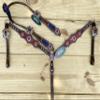 MOUSM American Flag Headstall and Breast Collar Tack Set - Argentina Cow Leather Decorated with Red, White, and Blue Design, Premium Conchos, and Antique Buckles view 2