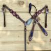 MOUSM American Flag Headstall and Breast Collar Tack Set - Argentina Cow Leather Decorated with Red, White, and Blue Design, Premium Conchos, and Antique Buckles view 3