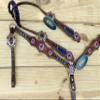 MOUSM American Flag Headstall and Breast Collar Tack Set - Argentina Cow Leather Decorated with Red, White, and Blue Design, Premium Conchos, and Antique Buckles view 4