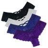 4 Pcs Womens Sexy Underwear Strappy Lace Panties Criss Cross Seamless Thongs Bikini High Waist Plus Size Ladies Brief view 1