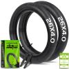 2 Pack 26x4.0 Fat Bike Tube, 26x3.5/4.0 E-Bike Fat Bicycle Inner Tube AV Schrader Valve with 2 Tire Levers, 26 x 4.0 Fat Tire Bike Inner Tubes for Ebike Electric Bicycle Road Mountain view 1
