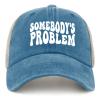 NineFit Basics Somebody Problem Hat for Mens Trendy Cycling Cap Womens Lake Blue Ball Caps with Design for Farmer view 2
