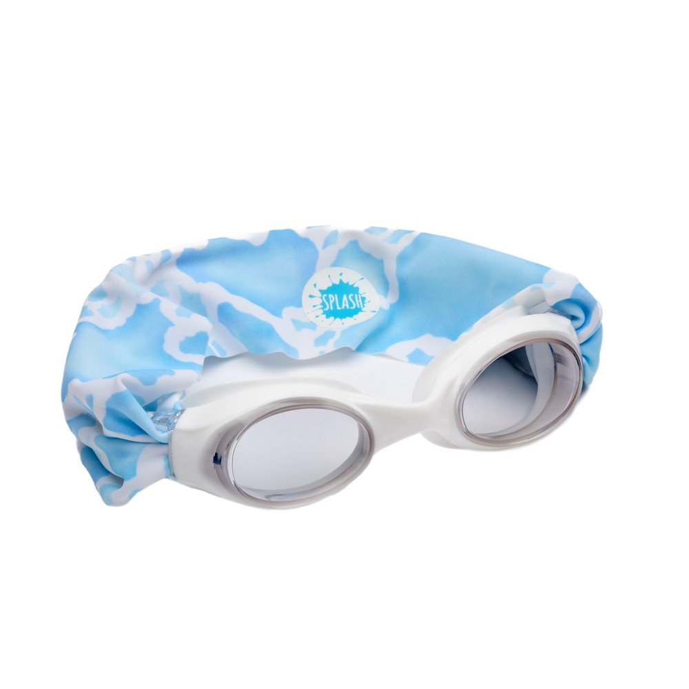 Splash Place KIDS SWIM GOGGLES with Fabric Strap - BUBBLES |Tangle-Free, Swimming Goggles for Kids, Comfy Fabric Strap Goggles