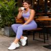 Sunzel Sunzfly Invisible Butt Scrunch Workout Leggings for Women, Butt Lifting High Waisted Gym Yoga Pants with Tummy Control 21" Periwinkle Large view 2