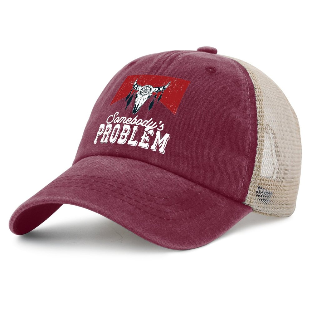 NineFit Basics Somebody Problem Hat for Men Fashion Hat for Men Deep Rose Cycling Caps Funny Unique Gifts for Fisherman