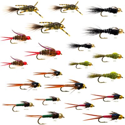24 Prince / Beadhead Gold Ribbed Hare's Ear / Rubber legged hare's ear / Copper John Fly Fishing Flies Kit Fly Assortment Trout Bass Fishing with Dry/Wet Flies, Nymphs, Streamers, Popper