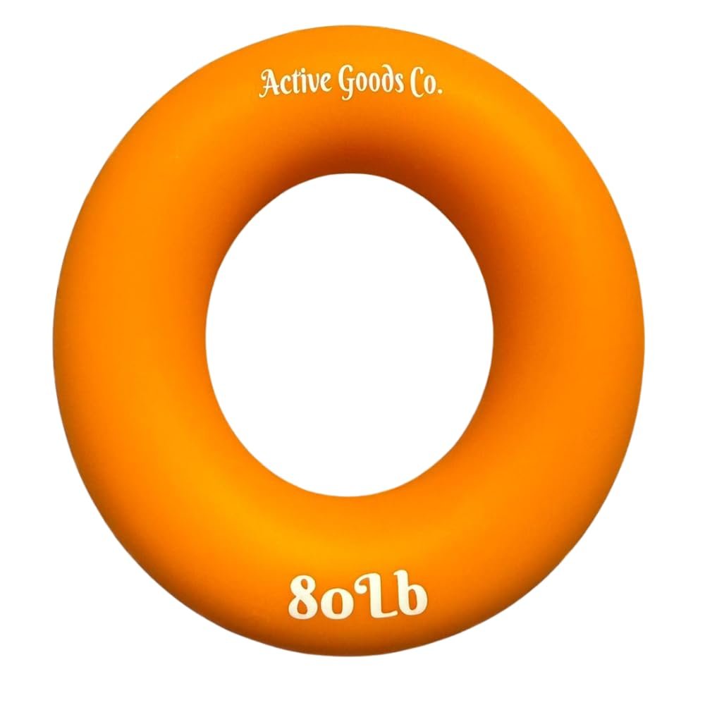 ActiveGoodsCo Hand & Forearm Exerciser - Single ring or Set, Resistance 10-120Lb, Diameter 2.5-3,5in. Visit to see more options (Single 80Lb-3.5in Orange)