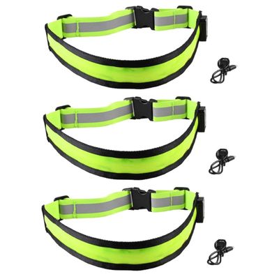 balacoo 3pcs Luminous Belt LED Reflective Belt Rechargeable Running Belt Night Running Gear Adjustable Reflective Strap Running Reflective Belt Adjustable Reflective Belt, Greenx3pcs