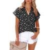 Women's Casual Boho Floral Print Tops V Neck Short Sleeve T Shirt Blouses Lightweight Chiffon Ruffle Sleeve Spring Shirt (3X-Large,Black) view 1