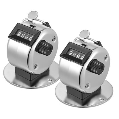 Gatuida 2pcs Metal Hand Tally Counter with Reset Knob and Hanging Ring