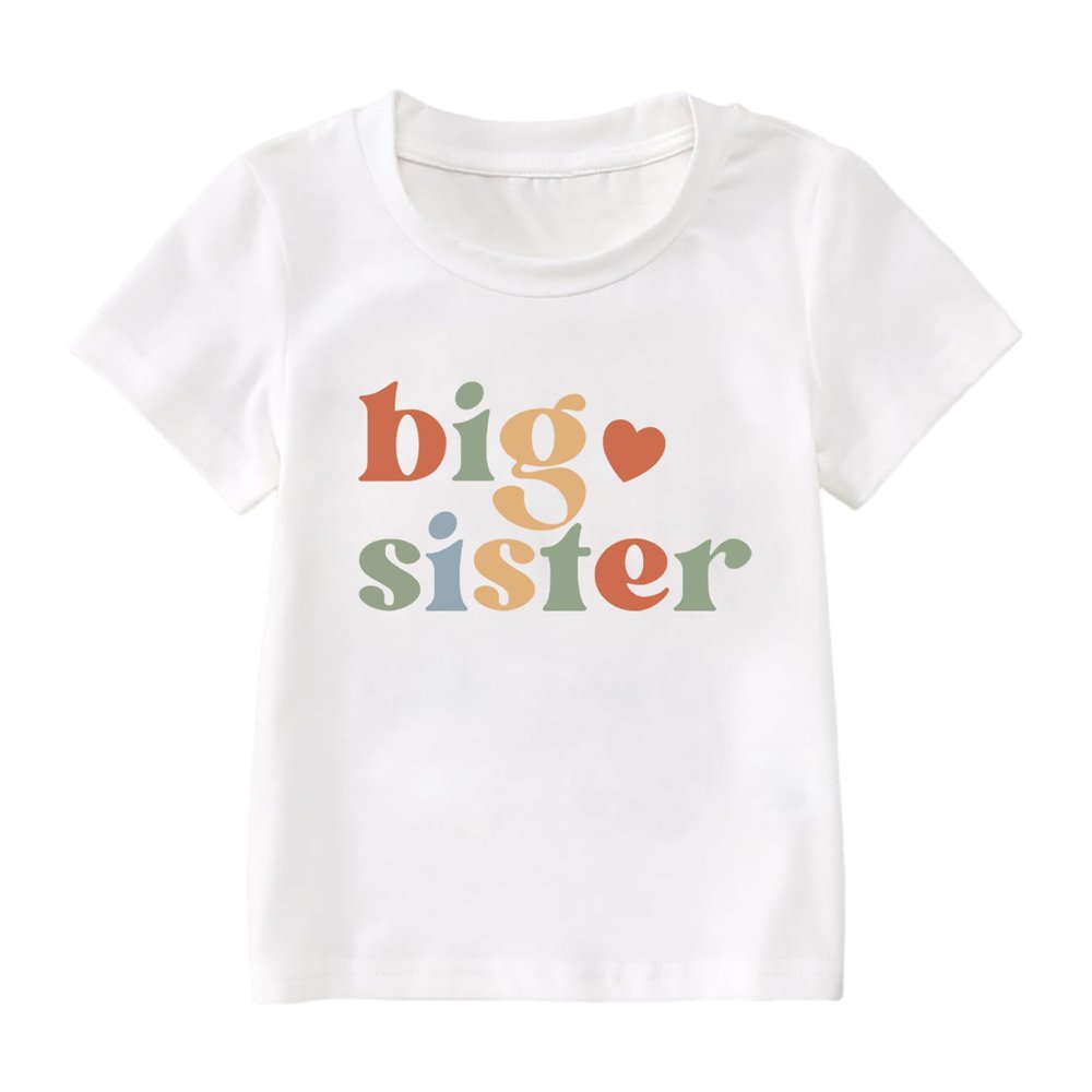 Big Sister Shirt for Girls: Girls Big Sister Shirt Promoted to Big Sister Tshirt Big Sis Announcement Outfit Top 2t 3t 4t White