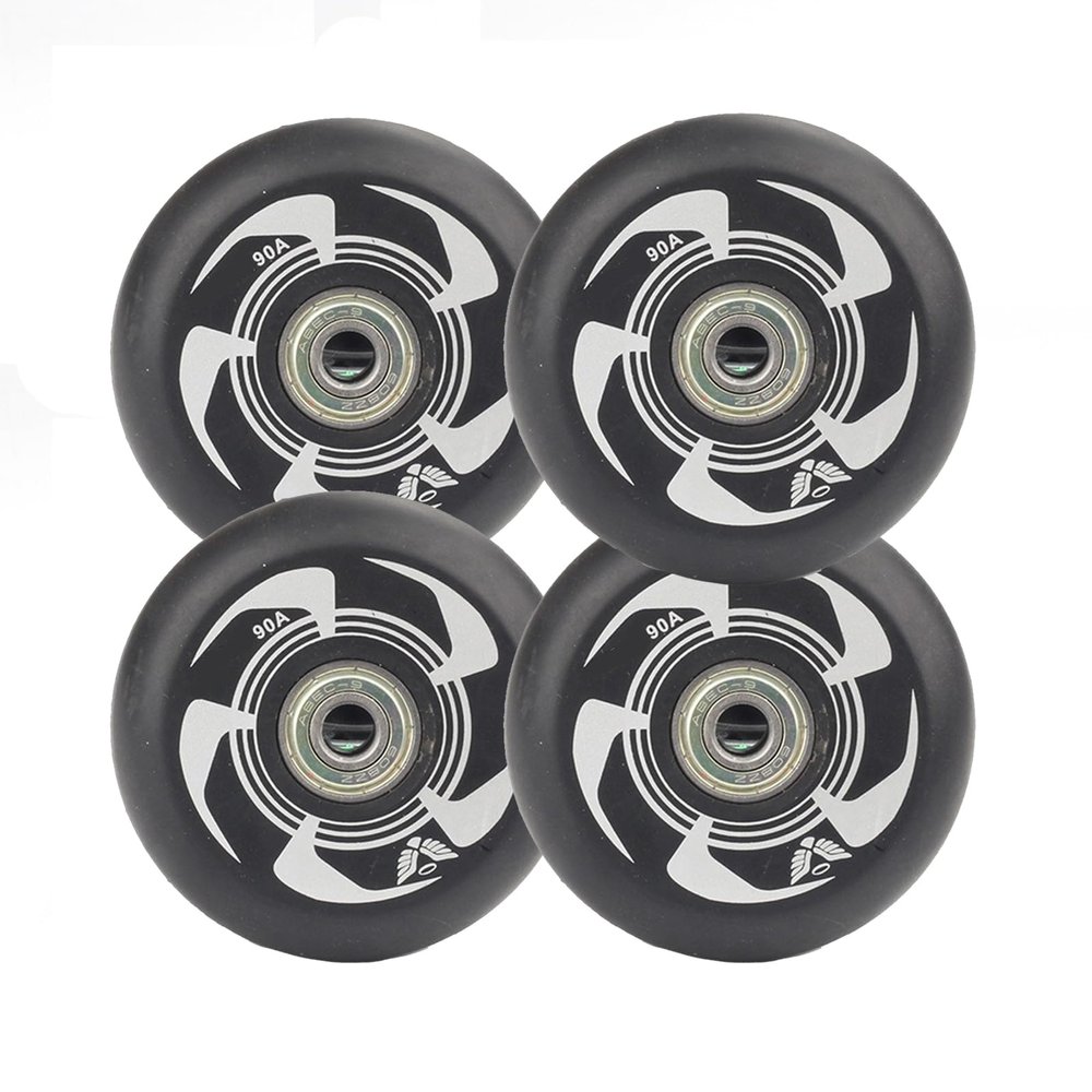 GXBHSP 4-Pack Inline Roller Skate Wheels 72mm 76mm 80mm 90A Durable Outdoor Inline Skate Wheels Replacement for Smooth Street Skating (Black White,72mm)