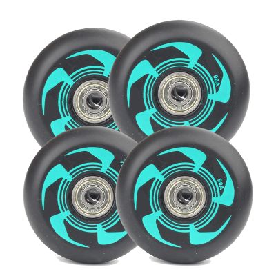 GXBHSP 4-Pack Inline Roller Skate Wheels 72mm 76mm 80mm 90A Durable Outdoor Inline Skate Wheels Replacement for Smooth Street Skating (Black Green,80mm)