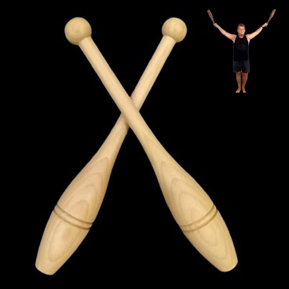 LXLZYXSF Indian Clubs Exercise Weight Club Bells Shoulder Strength Trainer, Wood Power Clubs Workout Equipment, Christmas/Birthday Gift for Friends(Size:1.65lbs/750g Each Club-Set of 2)