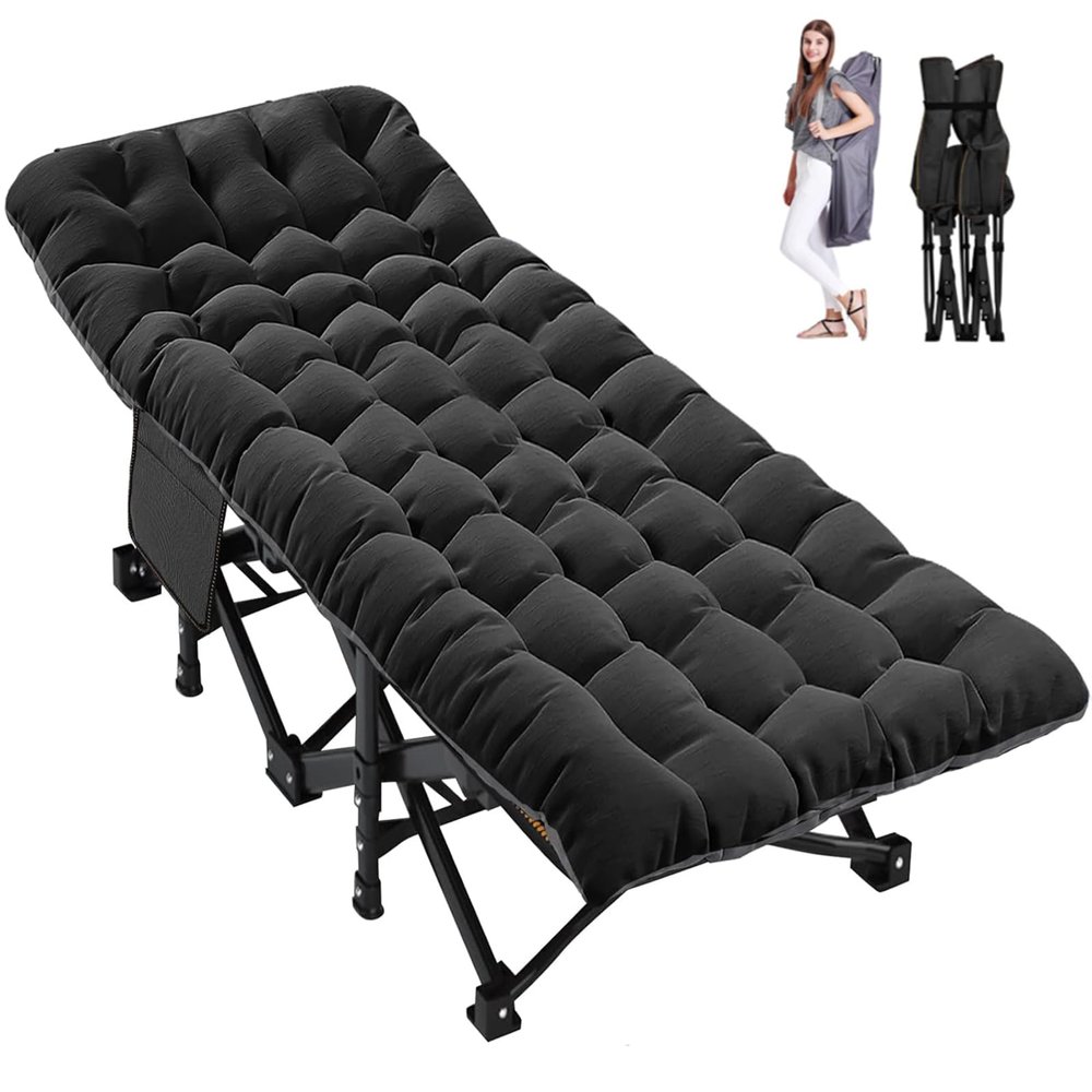LILYPELLE Folding Camping Cot W/Mattress, 78" L x 32" W x 18" H Cot Bed, Heavy Duty Wide Camping Cot XXL for Adults, Portable Sleeping Cot Bed for Travel Camping/Office, Home Nap