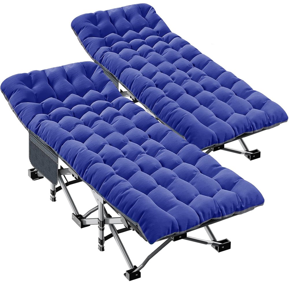 LILYPELLE 2 Pack Folding Camping Cot W/Mattress, 78" L x 32" W x 18" H Cot Bed, Heavy Duty Wide Camping Cot XXL for Adults, Portable Sleeping Cot Bed for Travel Camping/Office, Home Nap