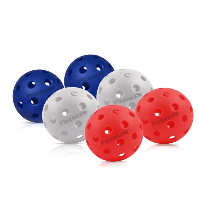 Fizzazzle Outdoor Pickleball Balls 40 Holes -6 Pack Red White and Blue USAPA Standard Pickleballs - 4th of July Pickleball Accessories Set - High Bounce True Flight Independence Day Pickleball