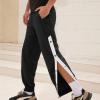 NineFit Basics Men's Tear Away Basketball Sweatpants High Split Snap Button Post Surgery Athletic Jogger Workout Pants with Pockets Black, 4X-Large view 2