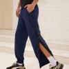 NineFit Basics Men's Tear Away Basketball Sweatpants High Split Snap Button Post Surgery Athletic Jogger Workout Pants with Pockets Navy, X-Large view 2