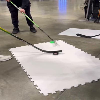 SlideShot Top 10pcs Ice Hockey Shooting Tiles DIY Training Flooring Mat HDPE Material 18x18x0.5 inches Smooth and Hard Strong Tiles