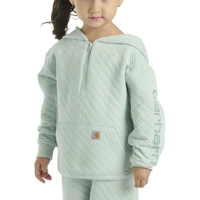 Carhartt Baby Girls' Long-Sleeve Half-Zip Hooded Sweatshirt, Surf Spray Green, 4T
