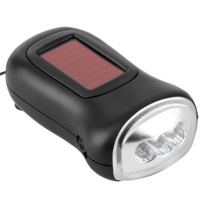 LED Solar Powered Hand Crank Emergency Flashlight for Outdoor Camping, Rechargeable Dynamo Torch for Survival Equipment Home Lighting