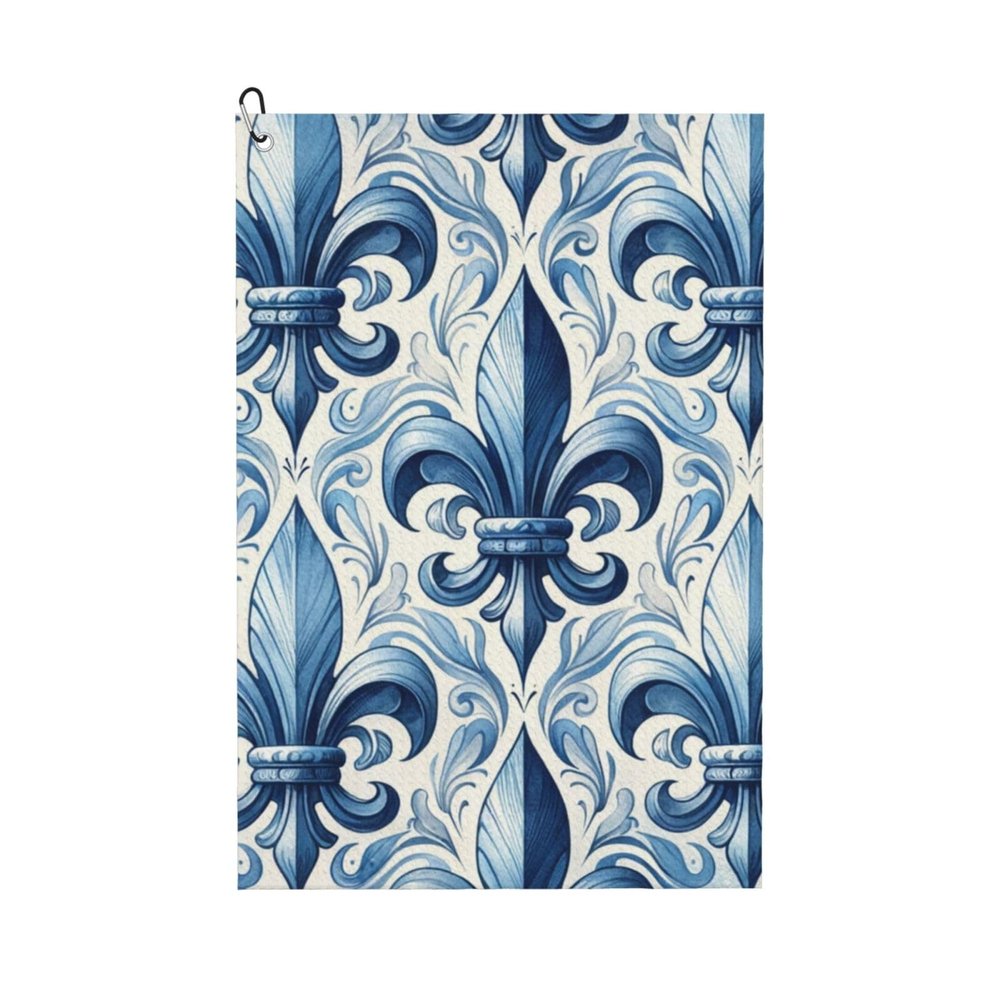 Augenstern 24x16in Golf Towel with Carabiner Clip Fleur-De-Lis-Watercolor Golf Cleaning Towel