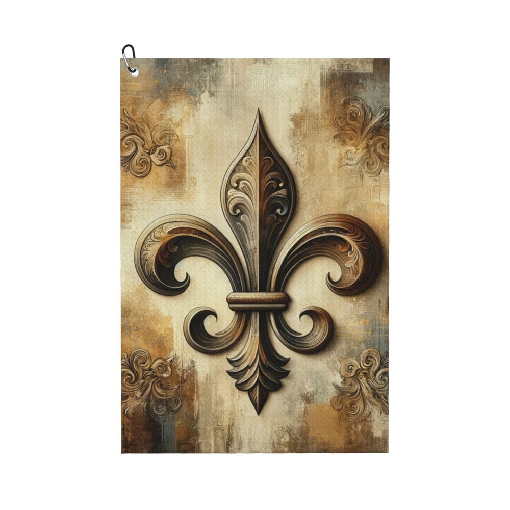 Augenstern 24x16in Golf Towel with Carabiner Clip Fleur-De-Lis-Retro Golf Cleaning Towel